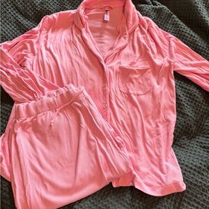 SKIMS Pink Ribbed Loungewear Set